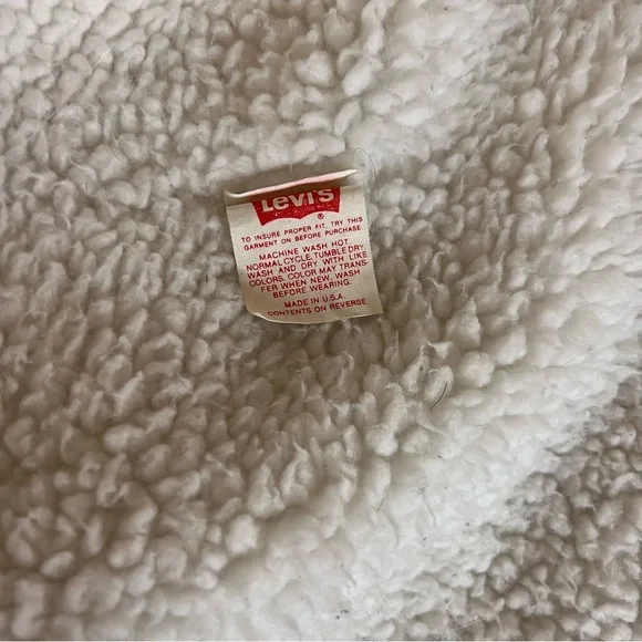 Vintage Levi’s Sherpa Fleece Trucker Light Denim Jacket 70609 USA Sz L - Picture 6 of 12